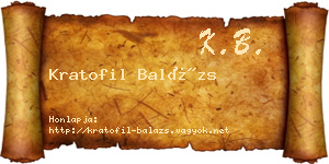 Kratofil Balázs névjegykártya